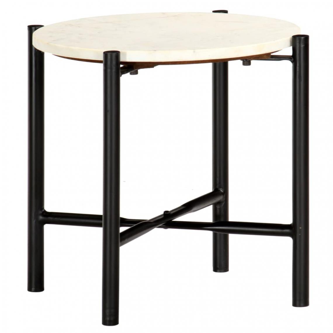 Vidaxl - vidaXL Table basse Blanc 40x40x40 cm Pierre véritable texture marbre - Tables à manger
