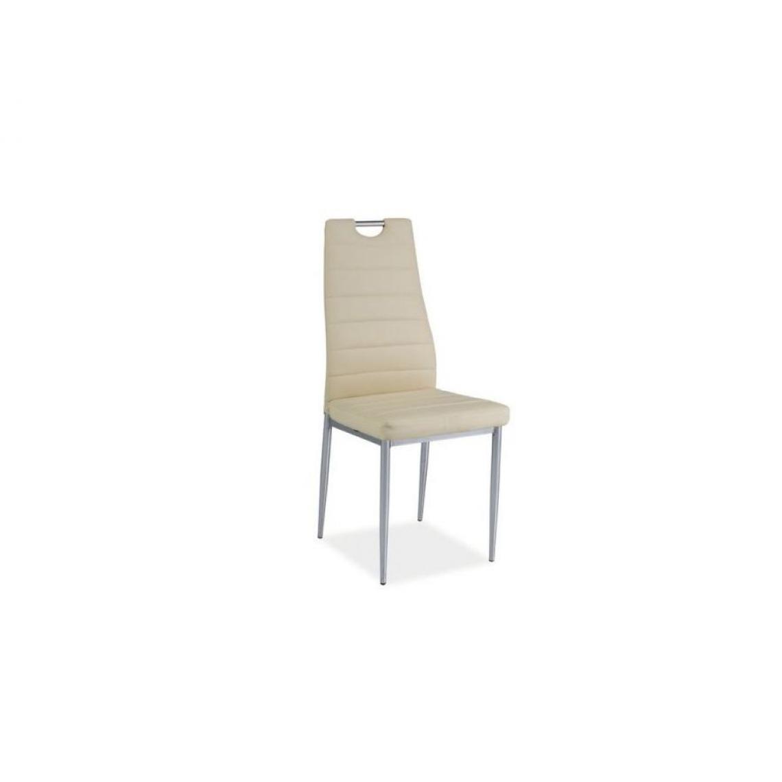 Hucoco - INAYA | Chaise style minimaliste salle à manger bureau salon | 96x40x38 cm | Rembourrage en cuir écologique | Dossier profilé - Crème - Chaises