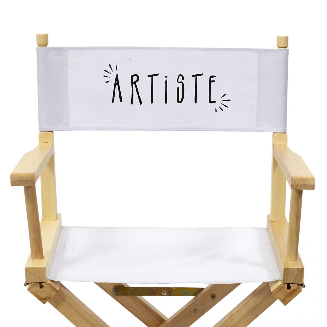 Toilinux - Chaise de cinéma pliante - Artiste - Bois et blanc - Chaises
