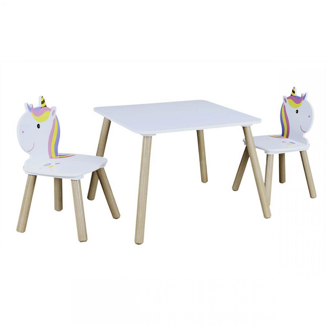 Altobuy - UNICORN - Ensemble Table et 2 Chaises Enfant Motif Licorne - Tables à manger