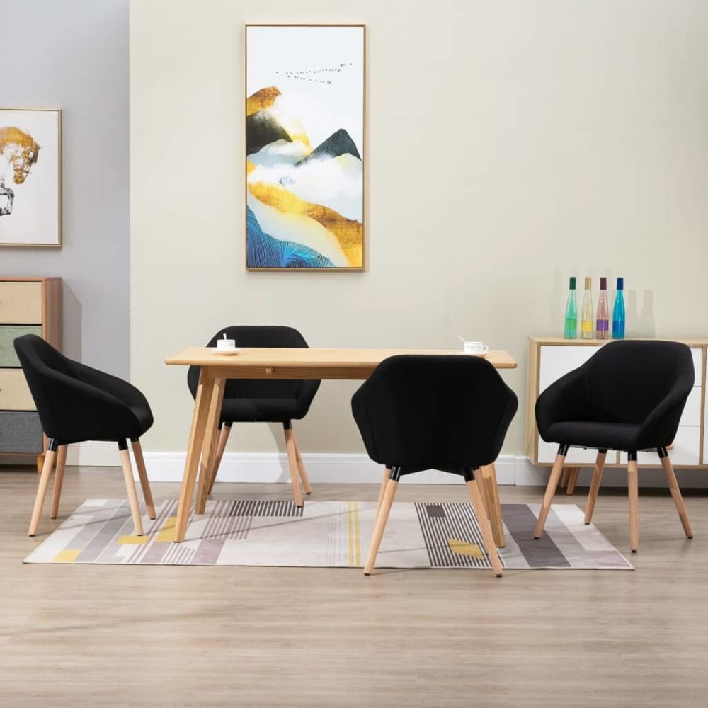 marque generique - sublime Fauteuils et chaises collection Manille Chaises de salle à manger 4 pcs Noir Tissu - Chaises