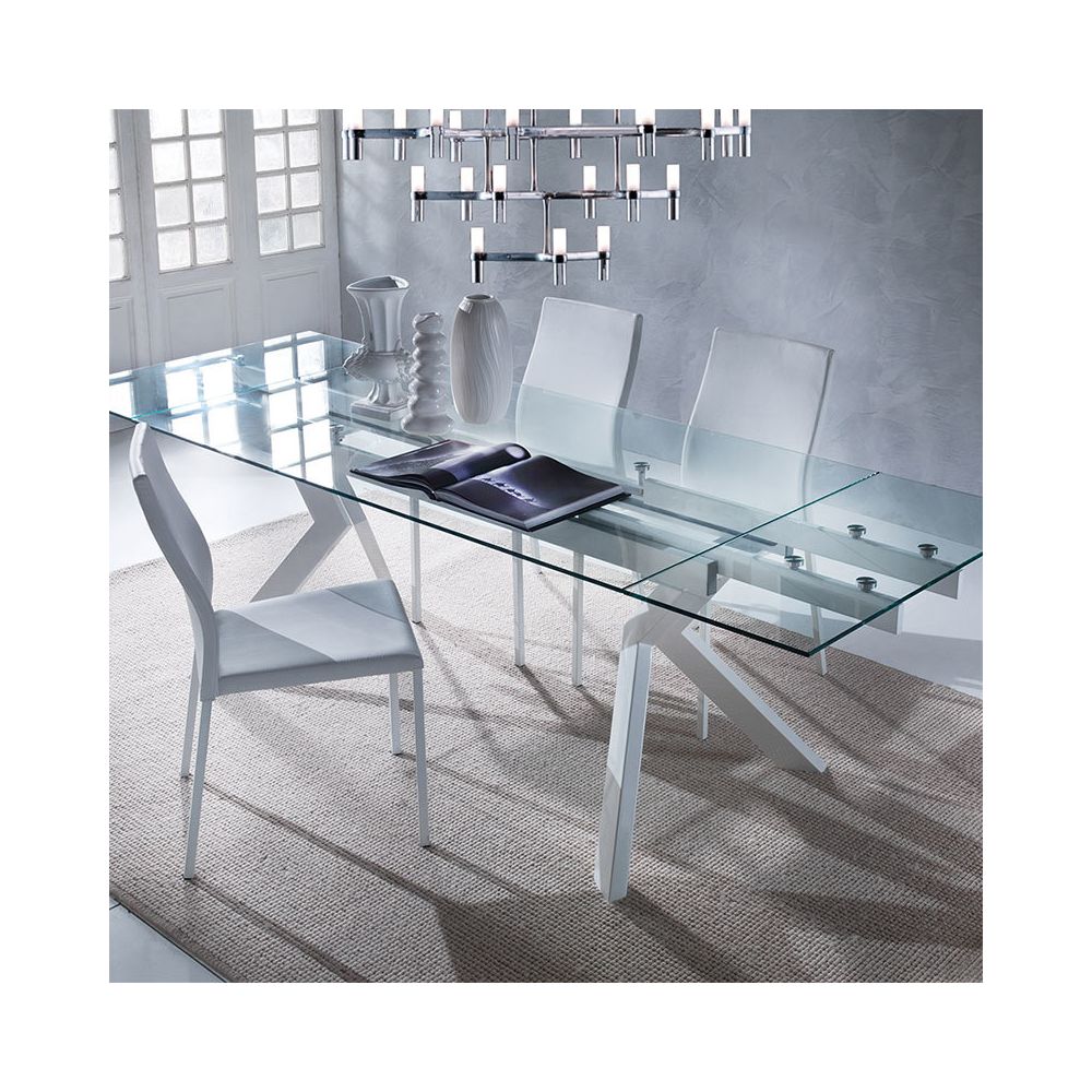 Nouvomeuble - Table en verre extensible taupe design AURELIA - Tables à manger