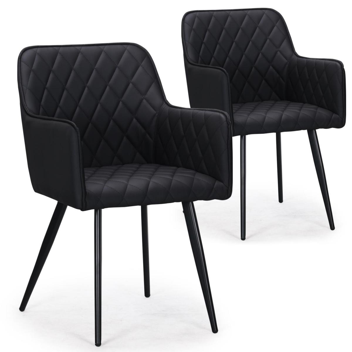 MENZZO - Lot de 2 chaises Clark simili Noir - Chaises