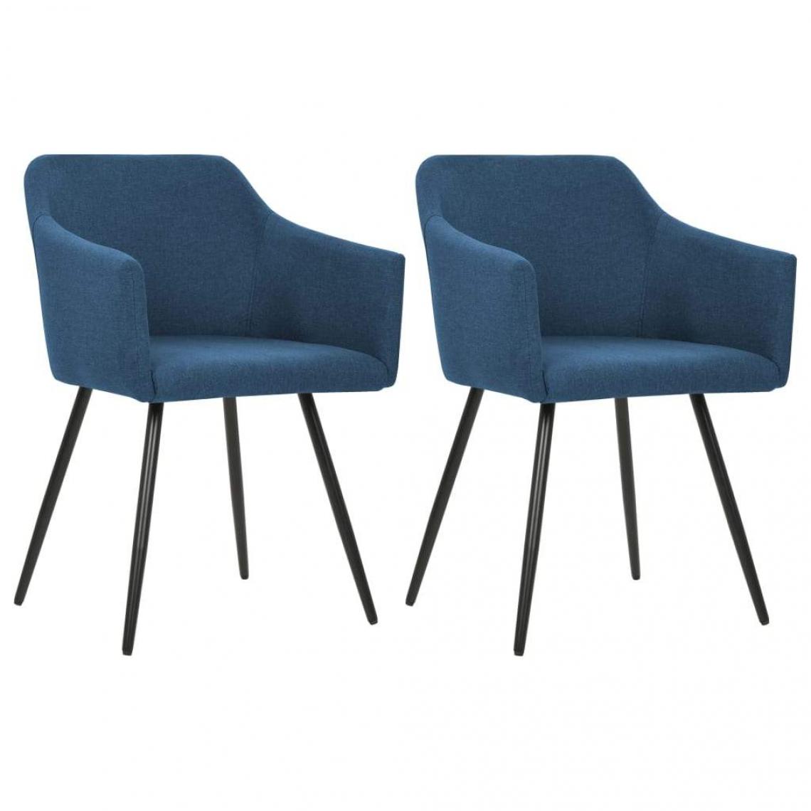 Decoshop26 - Lot de 2 chaises de salle à manger cuisine design moderne tissu bleuCDS020228 - Chaises