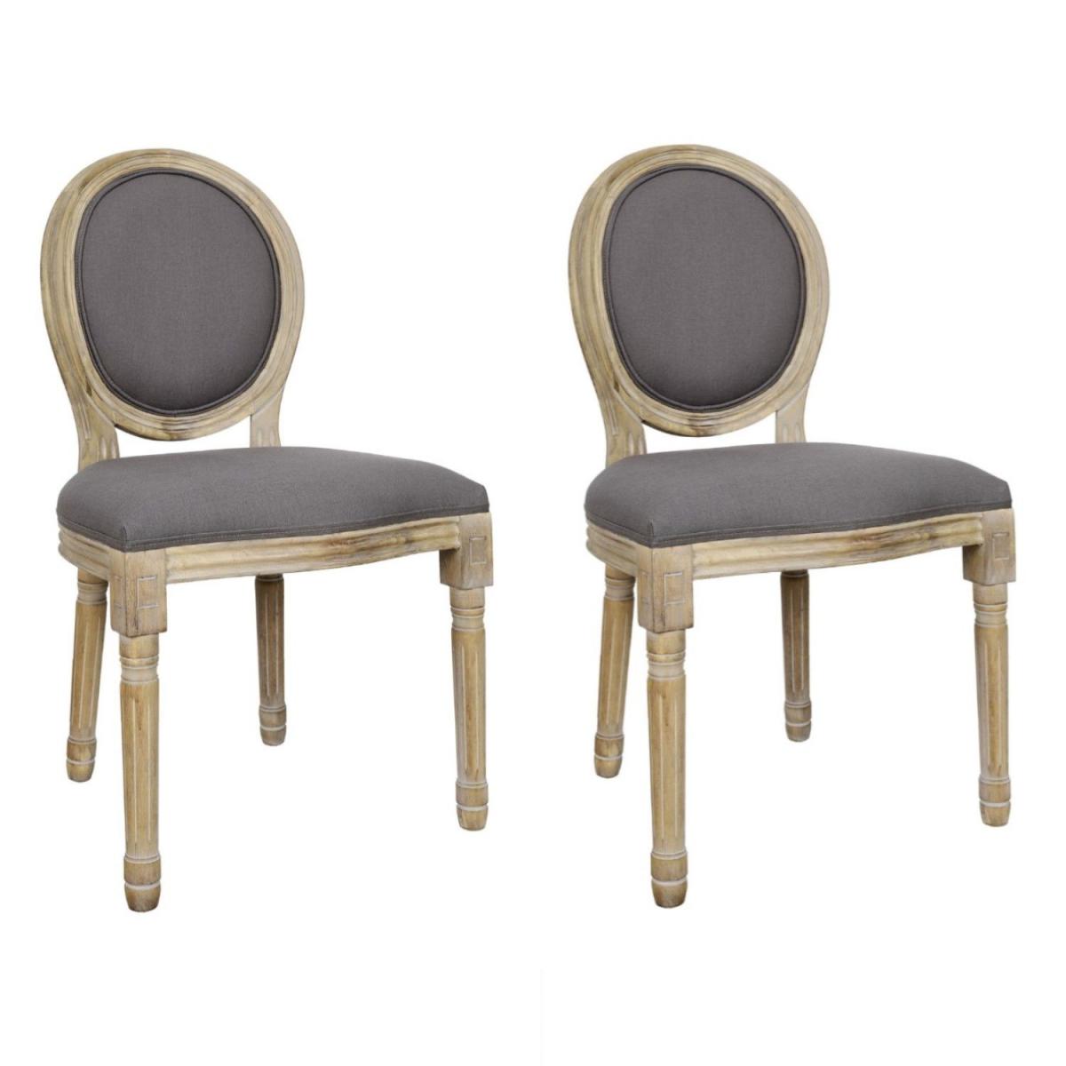 The Home Deco Factory - 2 Chaises de table design médaillon Eleonor - Gris - Chaises