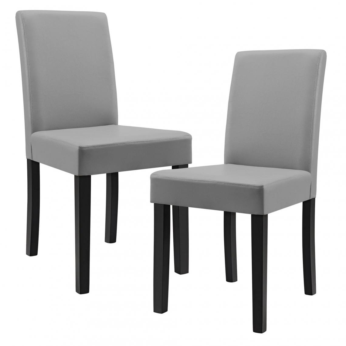 Helloshop26 - Kit de 2 chaises rembourrées avec pieds en bois massif housse en similicuir 90 cm gris et noir 03_0002360 - Chaises