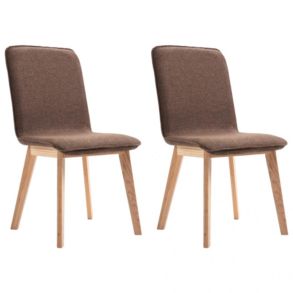 Decoshop26 - Lot de 2 chaises de salle à manger cuisine design moderne tissu marron et chêne massif CDS020780 - Chaises
