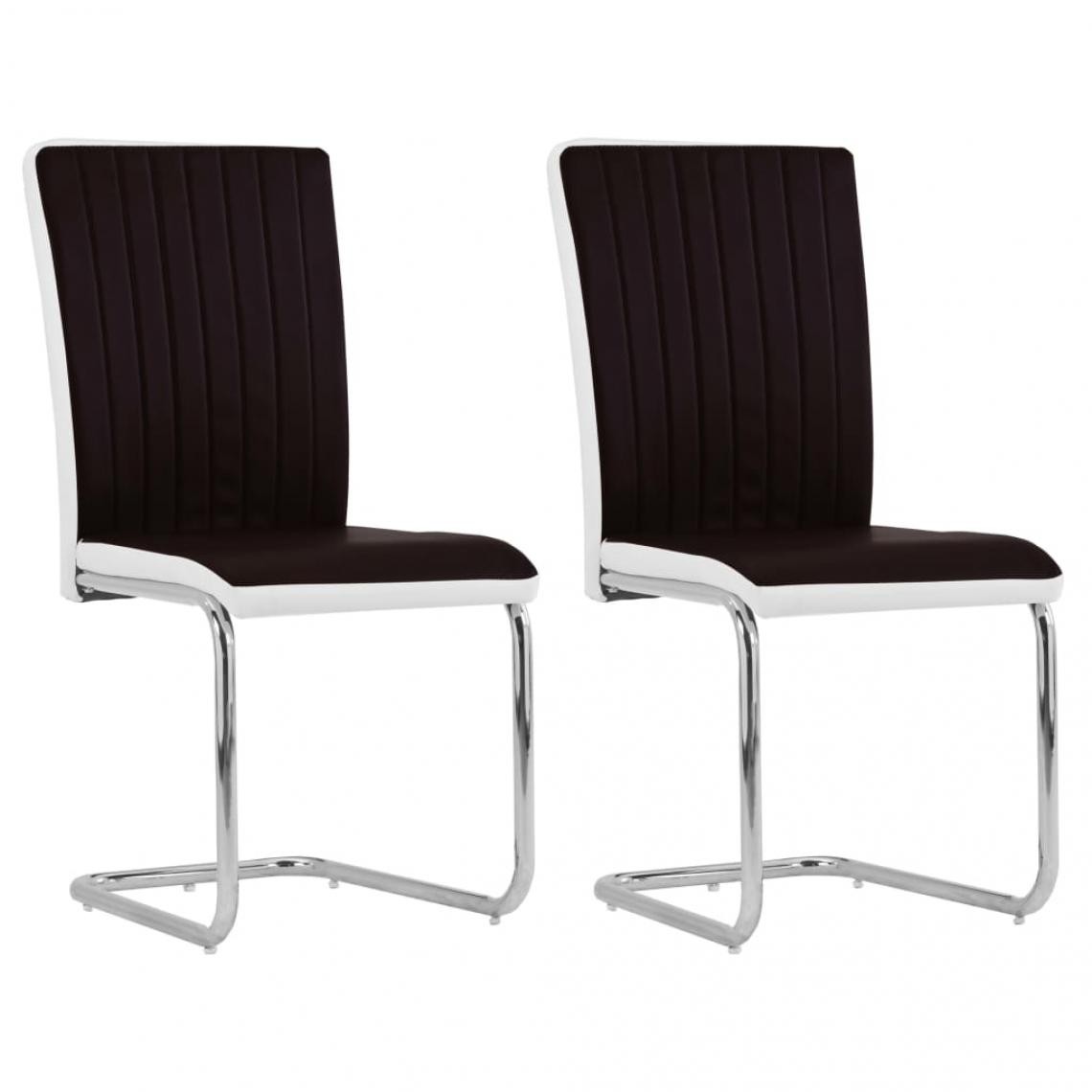 Decoshop26 - Lot de 2 chaises de salle à manger cuisine cantilever design intemporel similicuir marron CDS020359 - Chaises