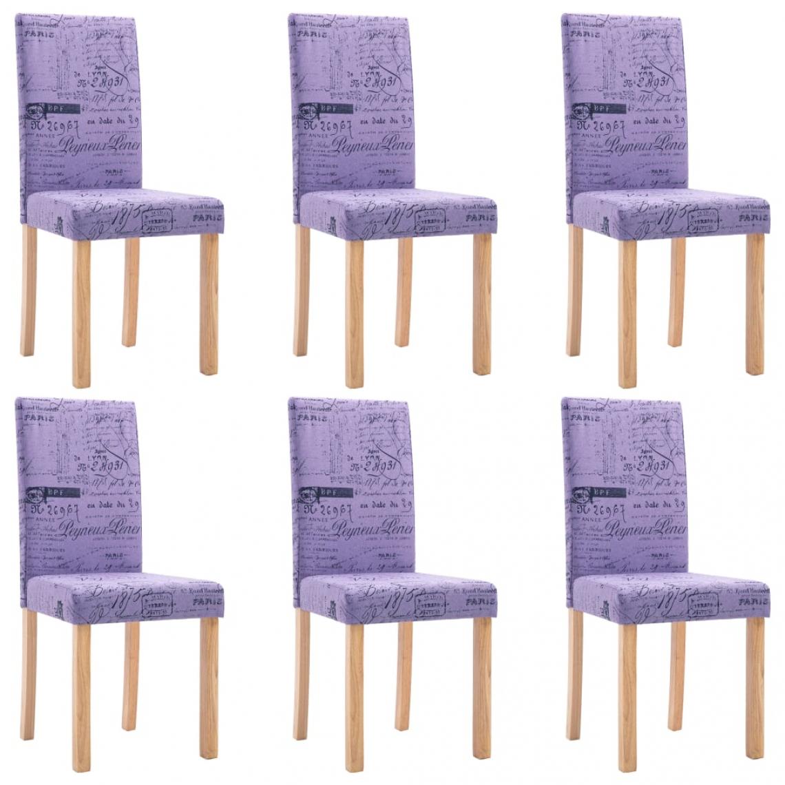 Decoshop26 - Lot de 6 chaises de salle à manger cuisine design moderne tissu violet CDS022933 - Chaises