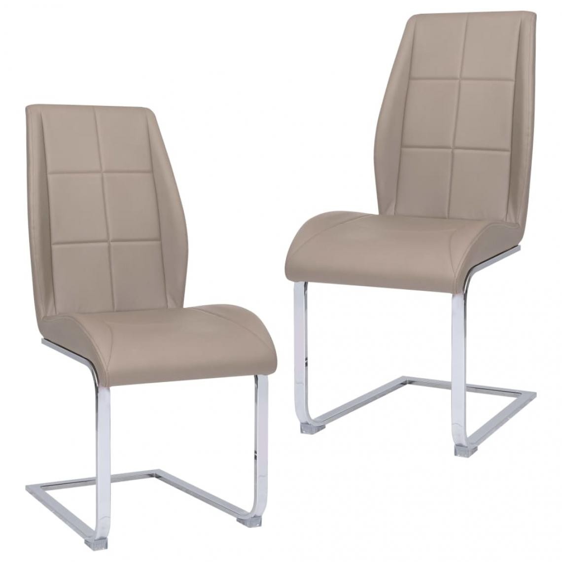 Decoshop26 - Lot de 2 chaises de salle à manger cuisine cantilever design intemporel tissu cappuccino CDS020312 - Chaises