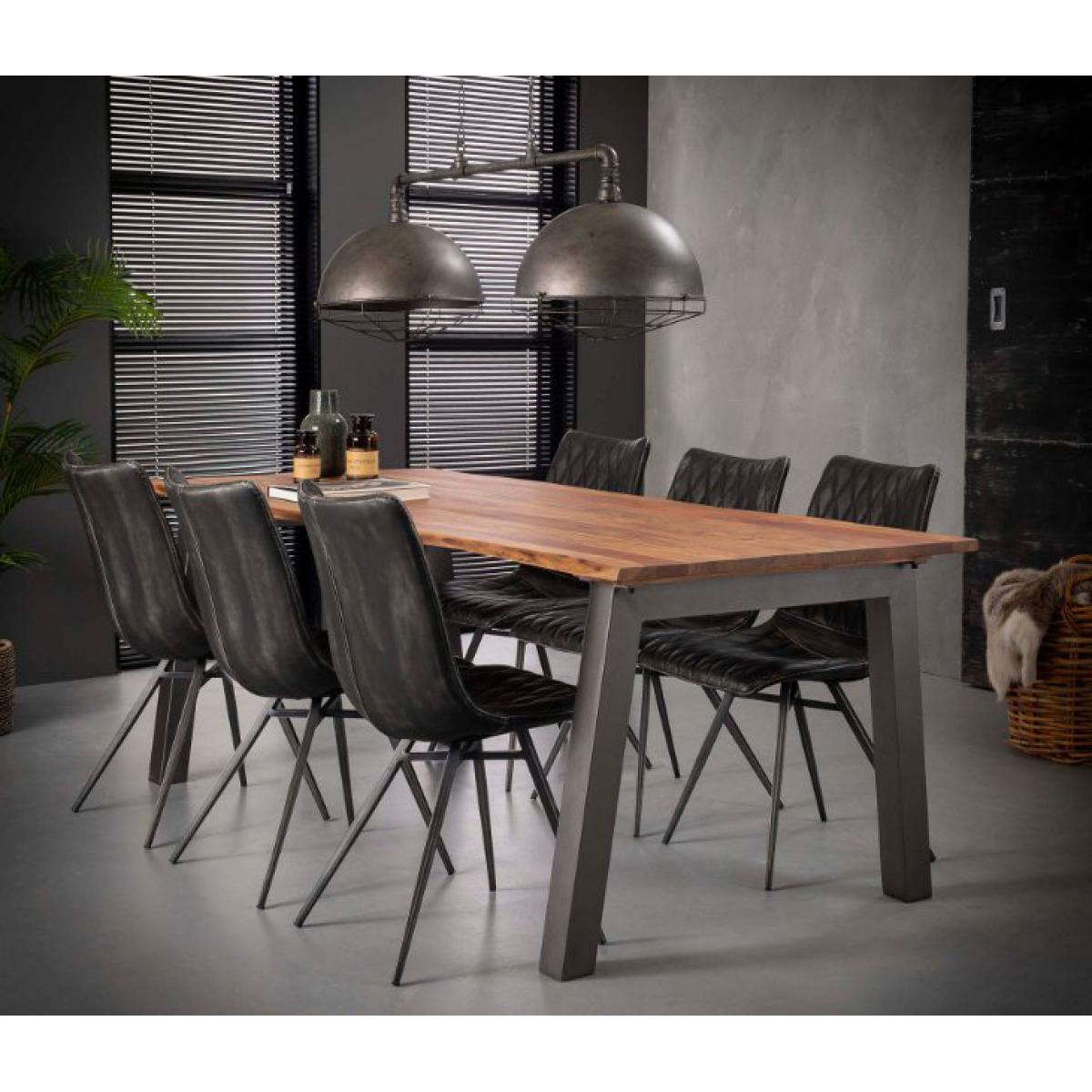 Inside 75 - Table repas EDGE 210cmx95 design acacia massif 25mm avec piétement en acier gris - Tables à manger