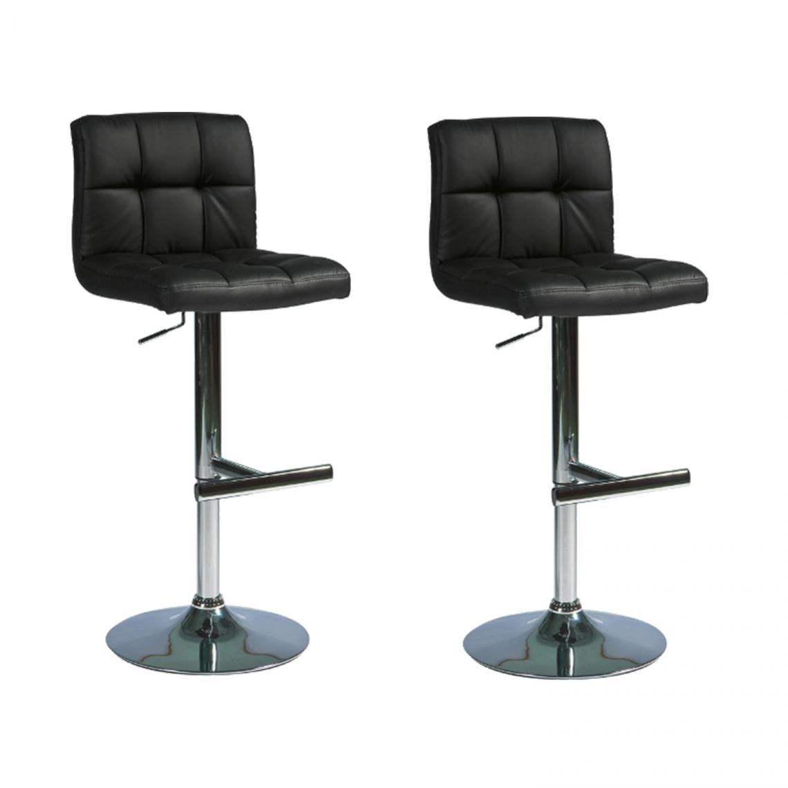 Hucoco - KRON - Lot de 2 tabourets de bar style moderne - Hauteur réglable 92-115 cm - Chaise de bar - Noir - Chaises