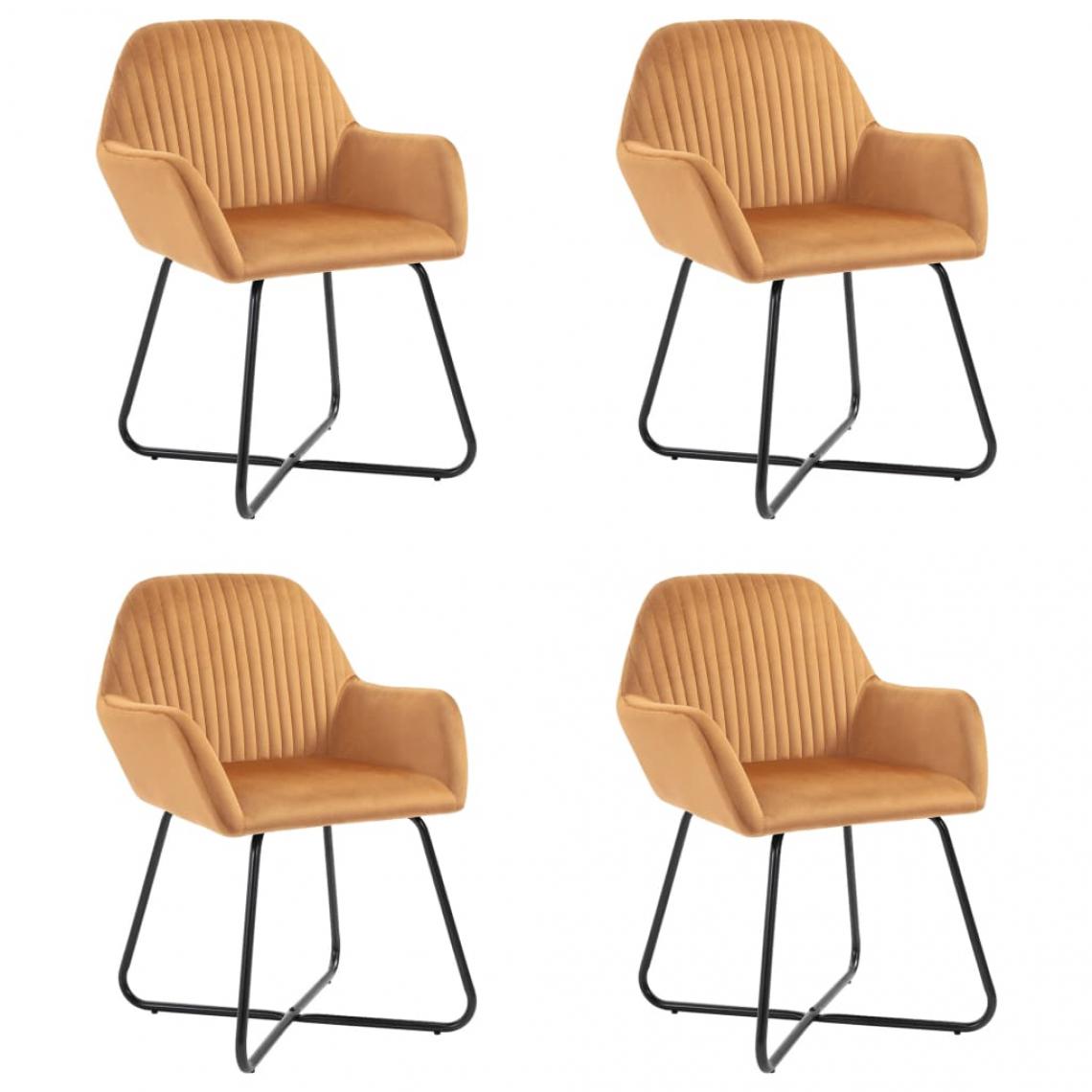 Decoshop26 - Lot de 4 chaises de salle à manger cuisine design moderne et chic en velours couleur ocre CDS021870 - Chaises