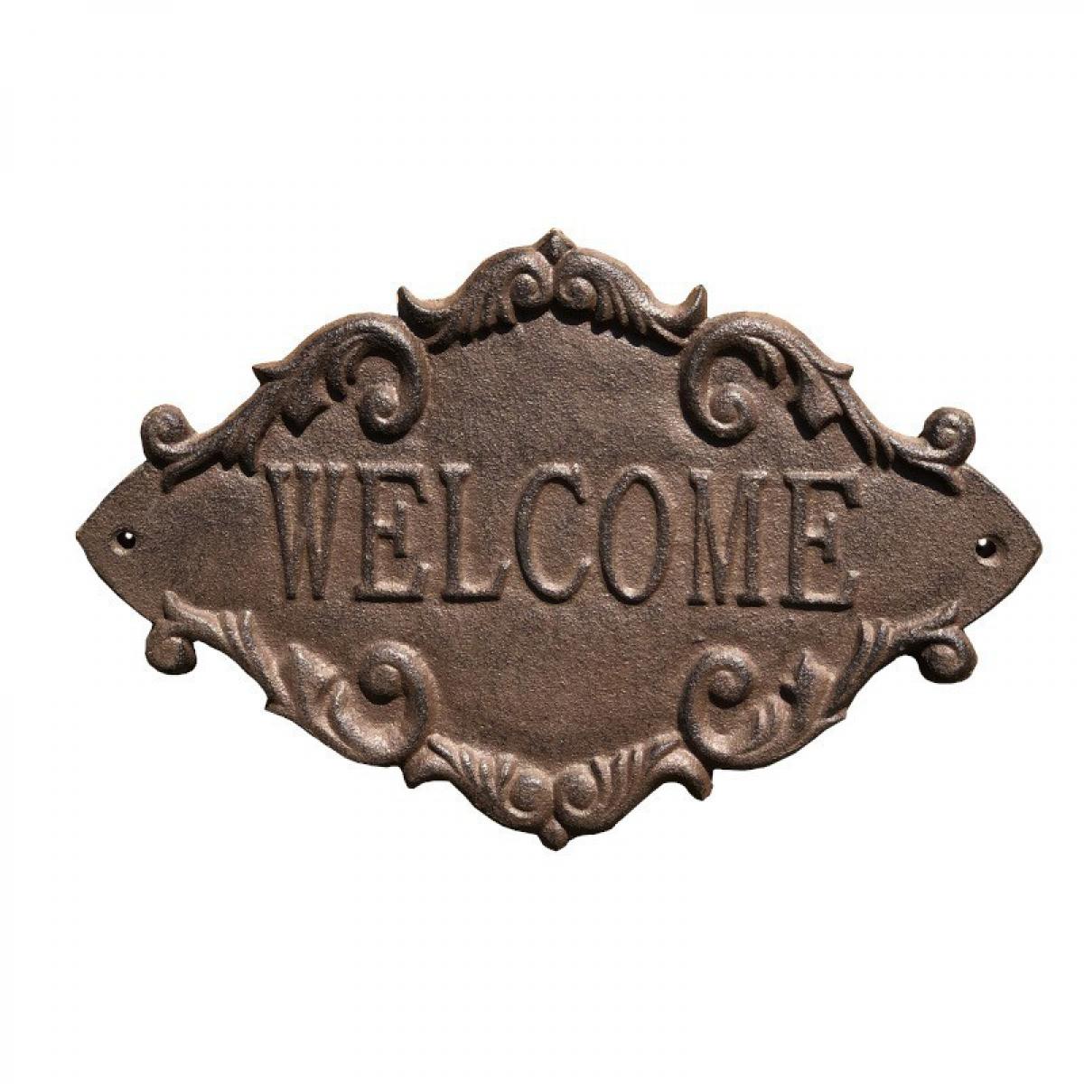 Chemin De Campagne - Plaque Pub de Porte Welcome Bienvenue Fonte 25.5 cm x 16 cm - Objets déco