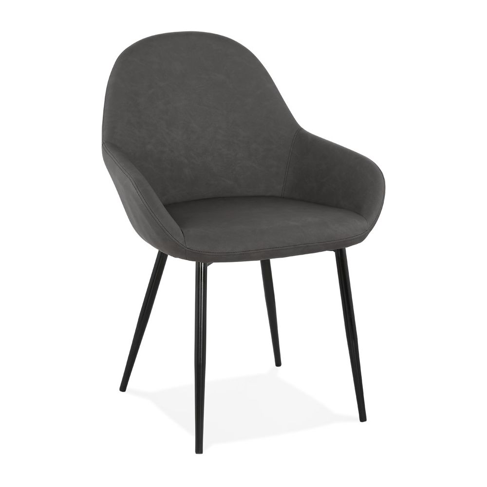 Alterego - Chaise avec accoudoirs 'THELMA' grise design - Chaises
