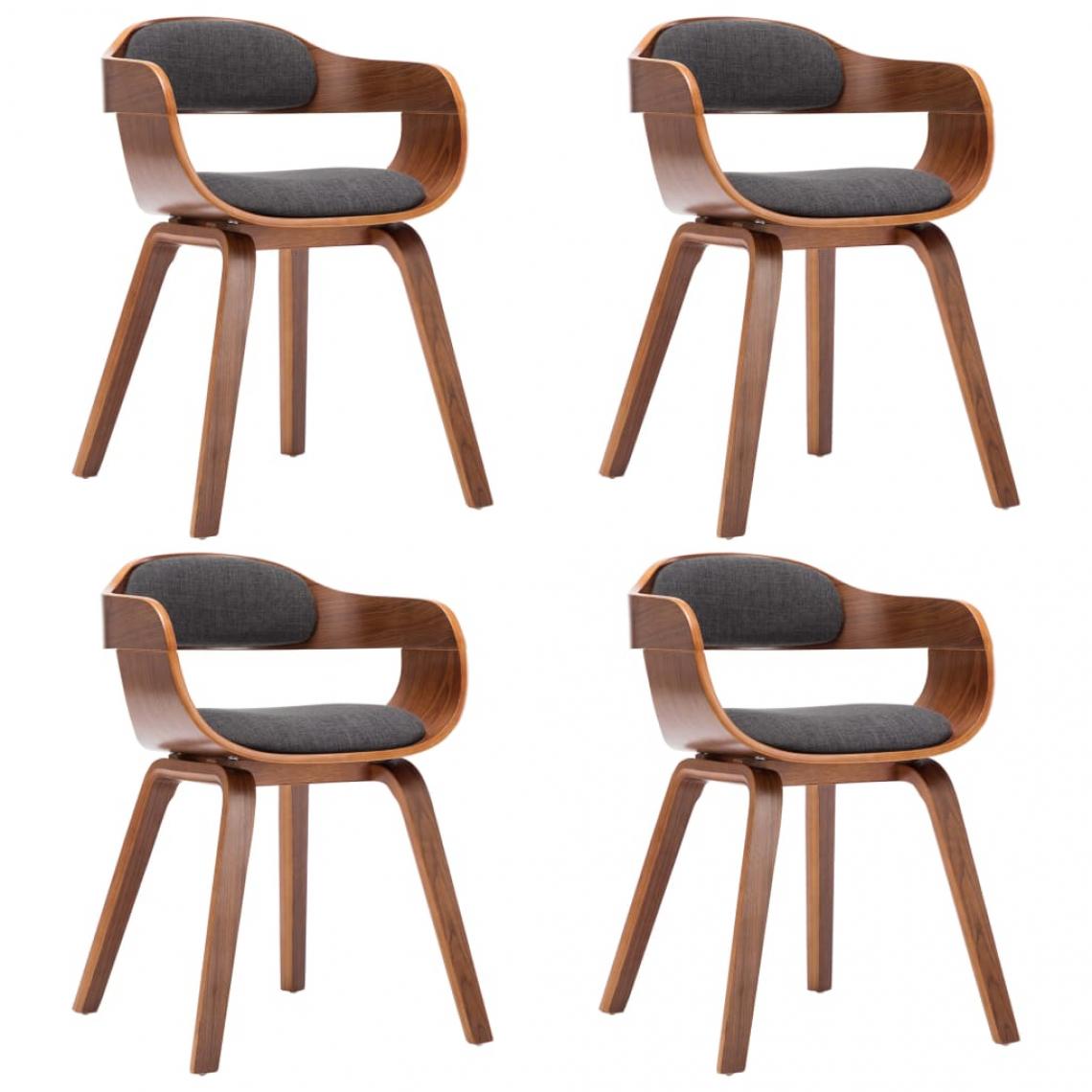 Decoshop26 - Lot de 4 chaises de salle à manger cuisine design moderne tissu gris foncé et bois courbé CDS021570 - Chaises