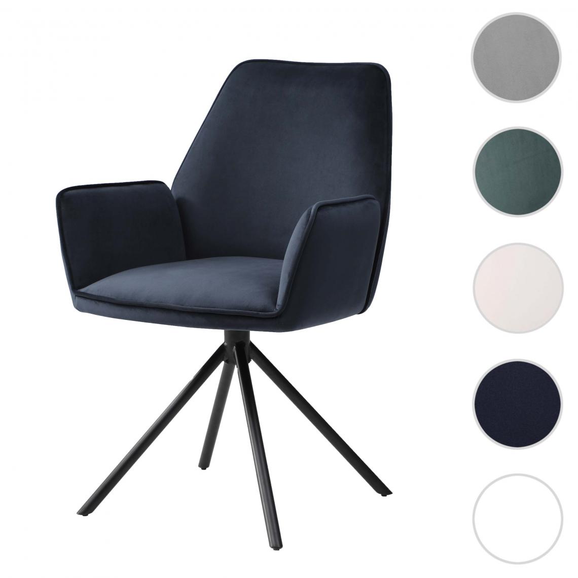 Mendler - Chaise de salle à manger HWC-G67, chaise de cuisine, pivotante, auto-position ~ velours, gris anthracite - Chaises