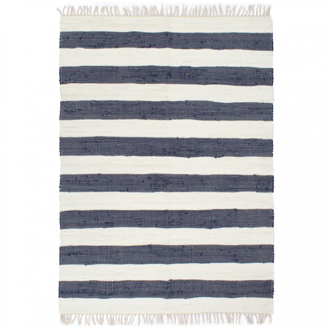 Icaverne - Inedit Décorations collection Maseru Tapis chindi tissé à la main Coton 120x170 cm Bleu et blanc - Tapis