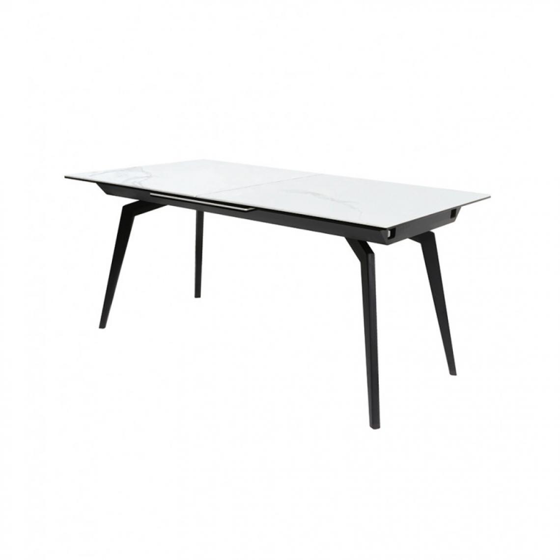 Meubletmoi - Table extensible céramique blanc 160/210 cm et métal noir - CAMILIA - Tables à manger