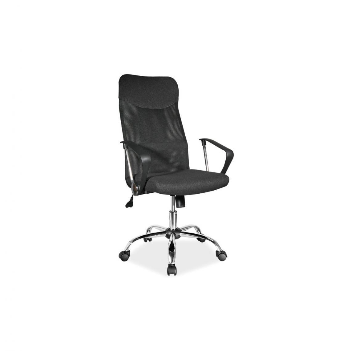Ac-Deco - Chaise de bureau à roulettes - Q025 - 62 x 50 x 107 cm - Tissu noir - Chaises
