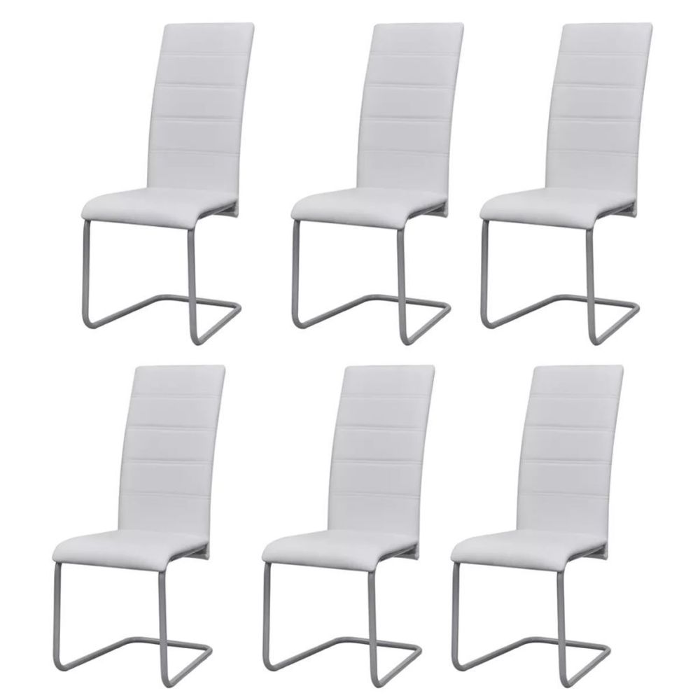 marque generique - Moderne Fauteuils collection Berlin Chaise de salle à manger 6 pcs Cantilever Blanc - Chaises