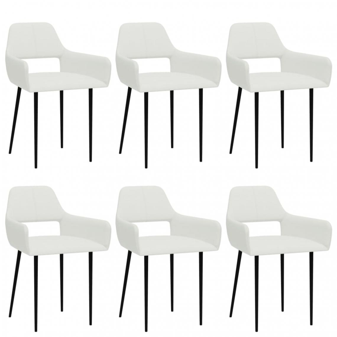 Icaverne - Magnifique Fauteuils et chaises selection Vilnius Chaises de salle à manger 6 pcs Blanc Tissu - Chaises