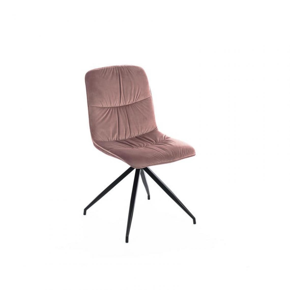 Webmarketpoint - Chaise en tissu microfibre effet velours rose antique 43x38xh. 86,5 cm - Chaises