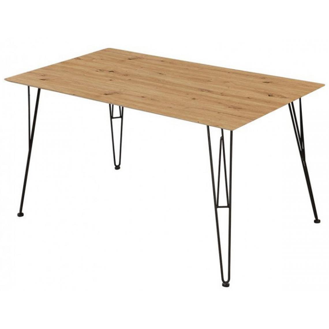 Pegane - Table à manger en chêne clair et métal noir - L.140 x H.75 x P.80 cm -PEGANE- - Tables à manger