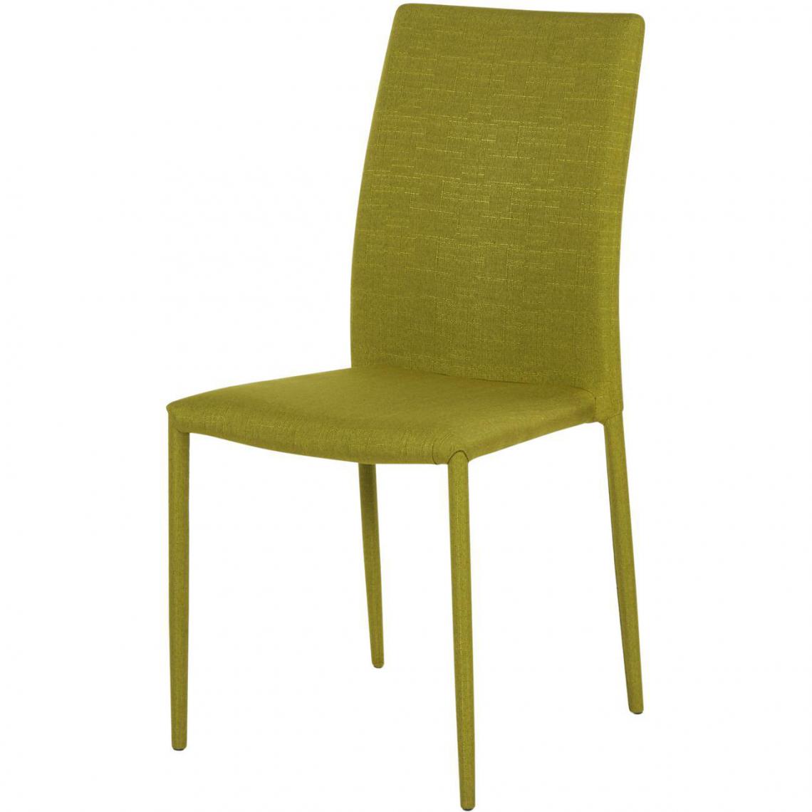 ATHM DESIGN - Lot de 4 - Chaise ISABELLA Vert - assise Tissu pieds Metal - Chaises