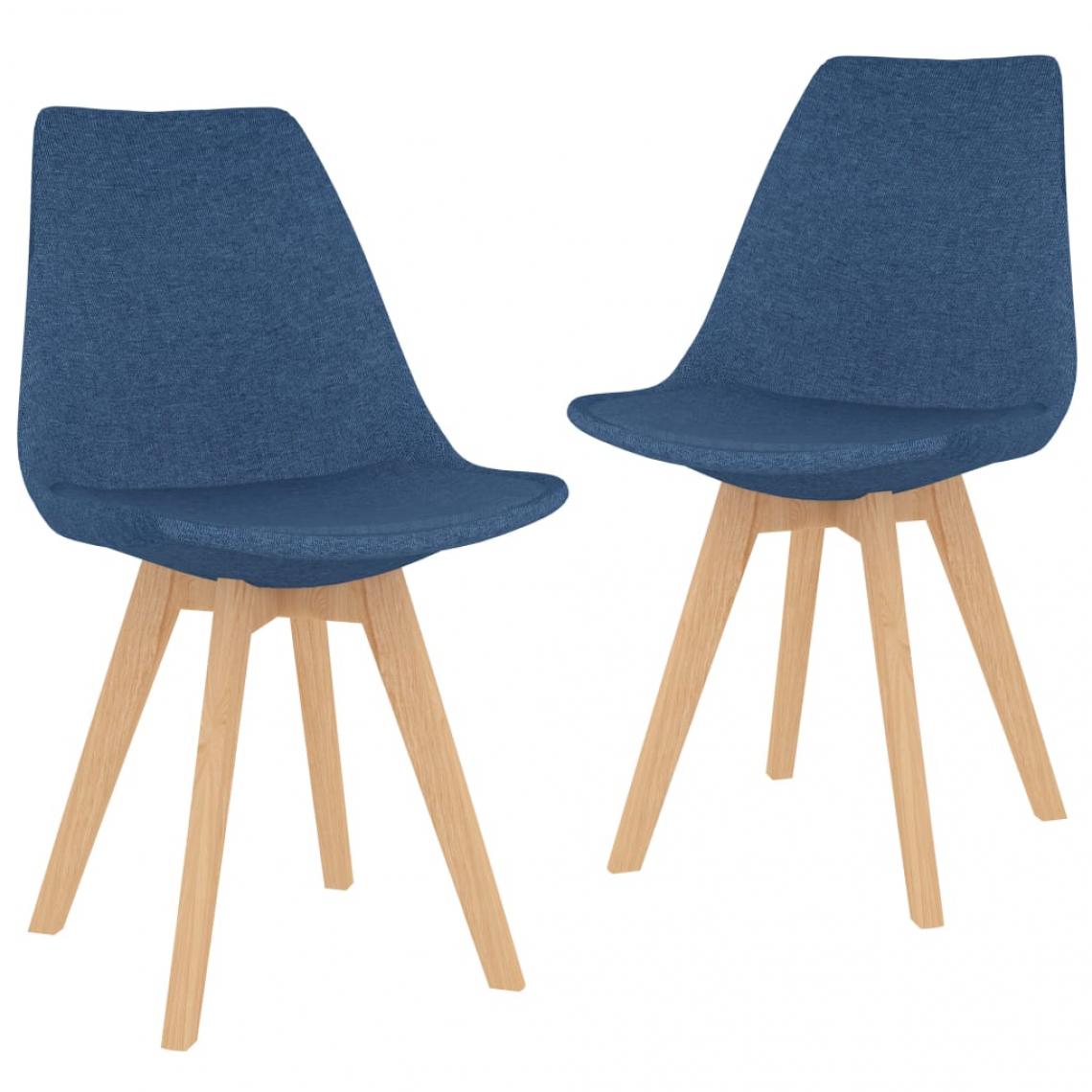 Decoshop26 - Lot de 2 chaises de salle à manger cuisine design moderne tissu bleu CDS020250 - Chaises