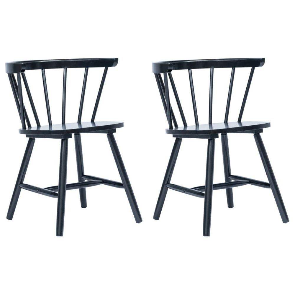 marque generique - Esthetique Fauteuils et chaises edition Dacca 2 pcs Chaises de salle à manger Noir Bois d'hévéa massif - Chaises
