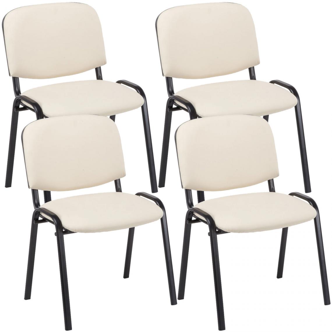 Icaverne - Distingué Ensemble de 4 chaises visiteurs selection Bamako en similicuir couleur crème - Chaises