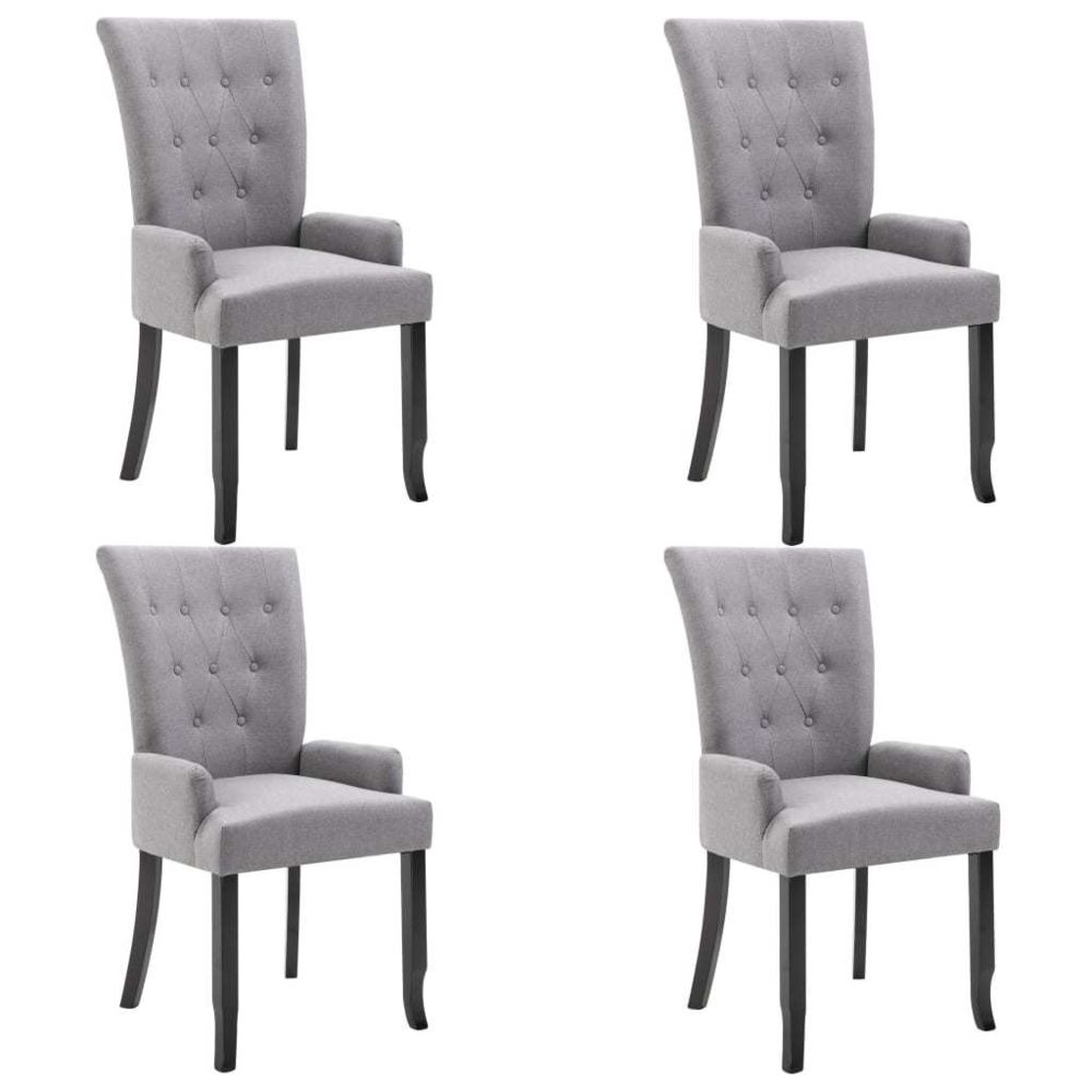 marque generique - Icaverne - Chaises de salle à manger categorie Chaise de salle à manger avec accoudoirs 4 pcs Gris clair Tissu - Chaises