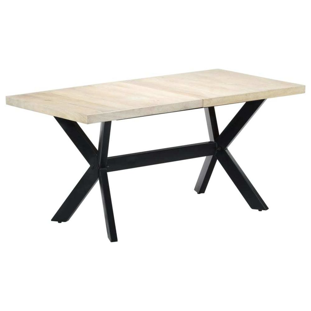 marque generique - Esthetique Tables serie Dublin Table à dîner Blanc 160x80x75 cm Bois de manguier massif - Tables à manger