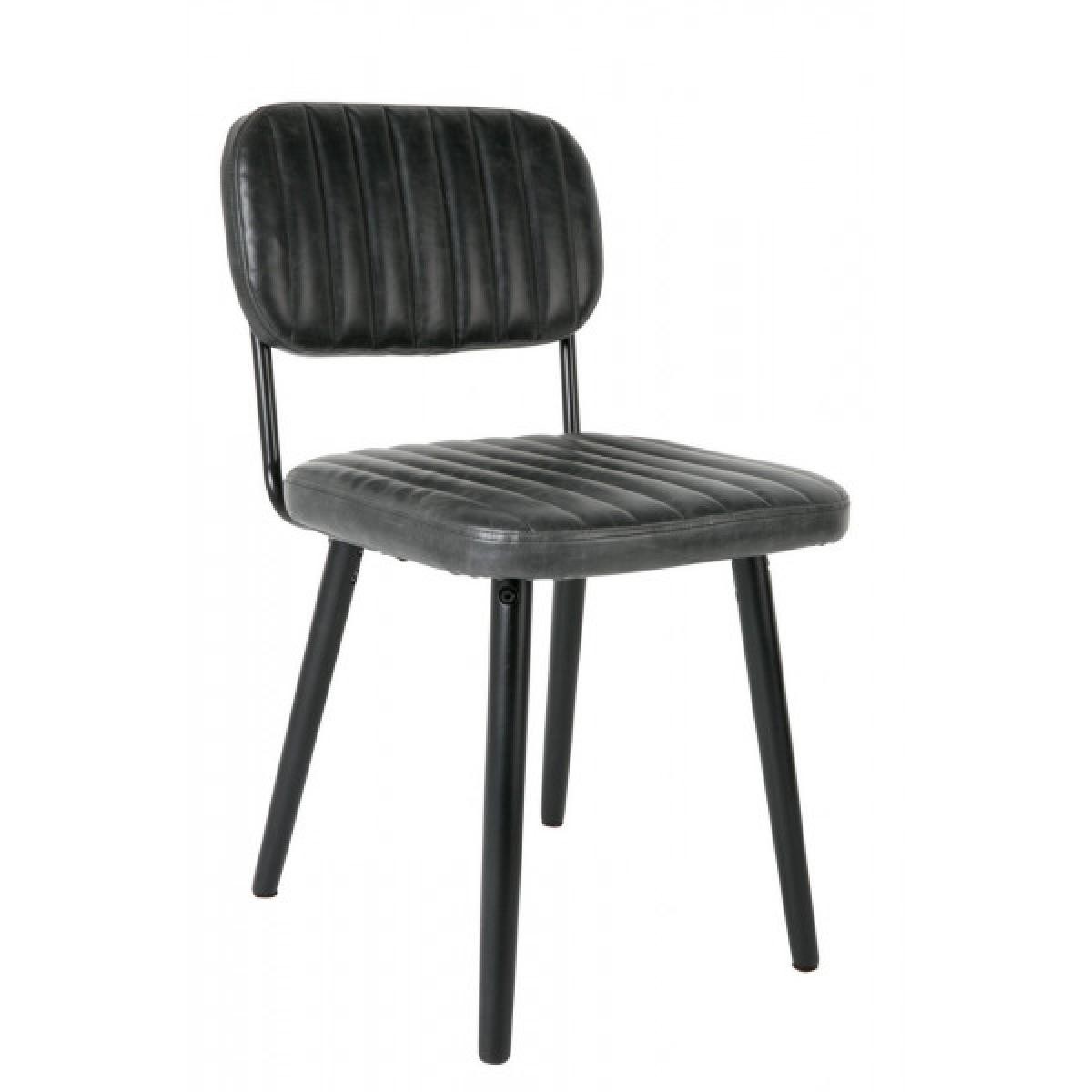 Mathi Design - JEKA - Chaise aspect cuir noir - Chaises
