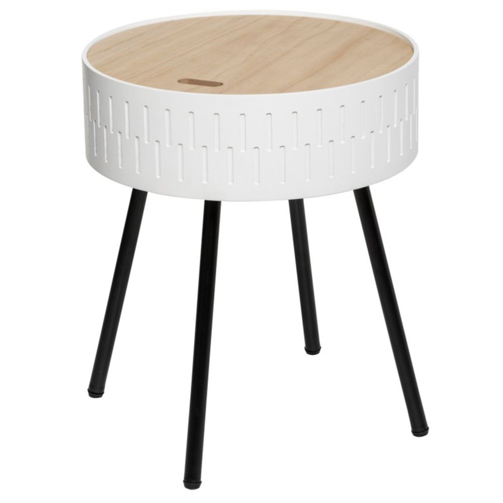 Pegane - Table à café coffre coloris blanc en bois - D. 38,5 x H. 45,5 cm -PEGANE- - Tables à manger