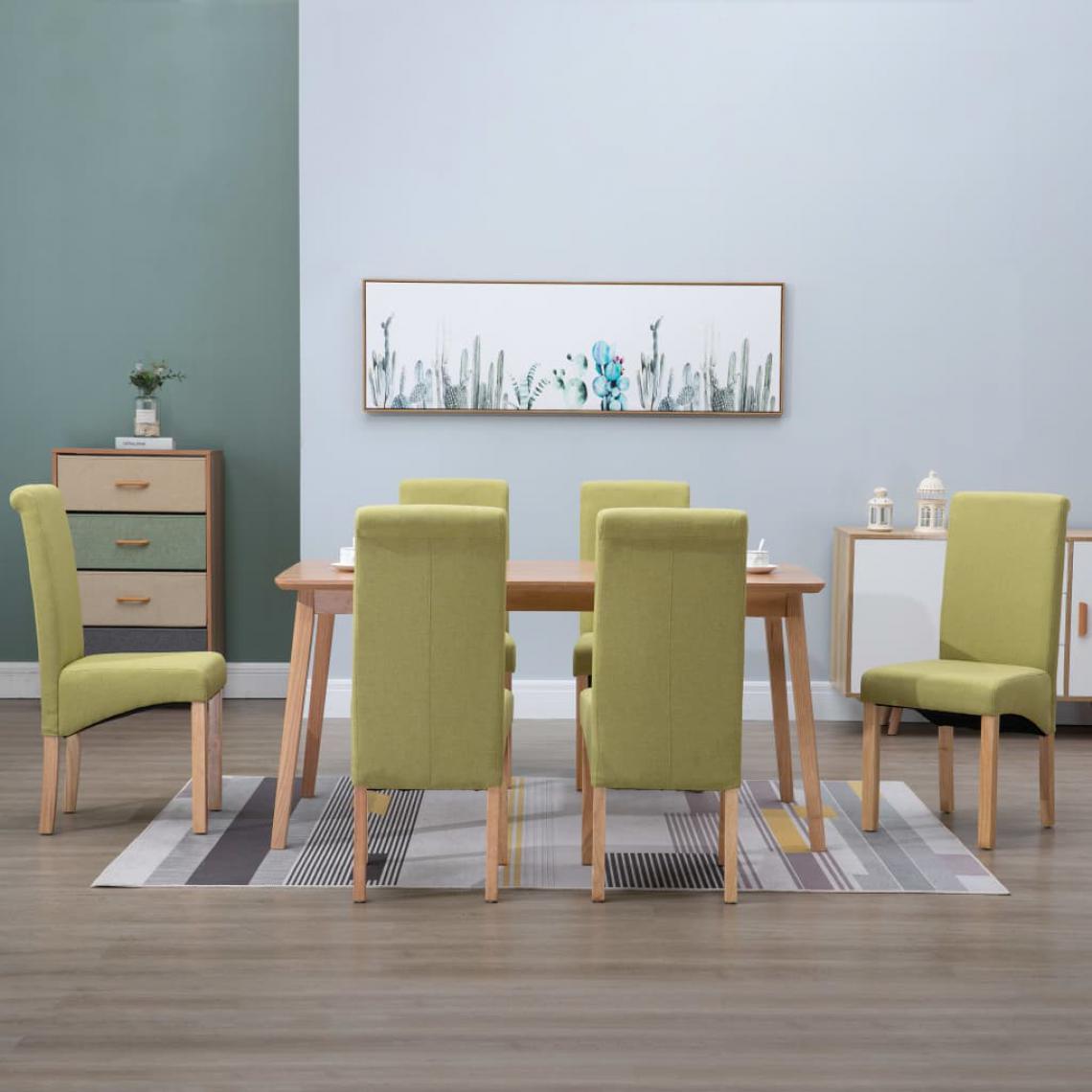 Chunhelife - Chaises de salle à manger 6 pcs Vert Tissu - Chaises