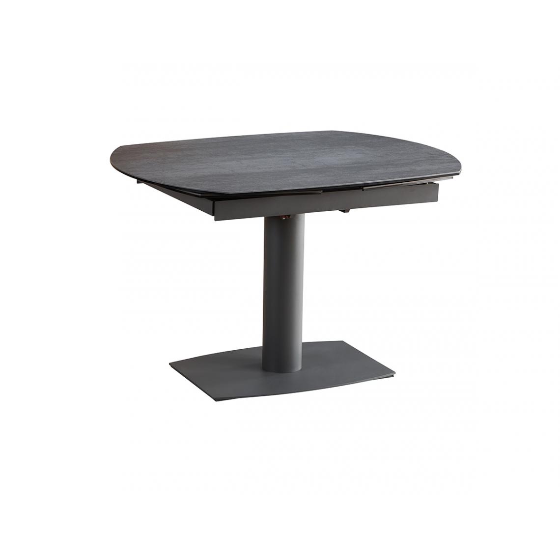 Pegane - Table de salle à manger extensible ronde en acier / céramique coloris gris - Longueur 120 x largeur 90 x hauteur 75 cm - Tables à manger