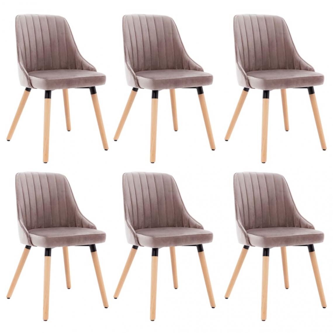 Decoshop26 - Lot de 6 chaises de salle à manger cuisine design moderne velours rose CDS022791 - Chaises
