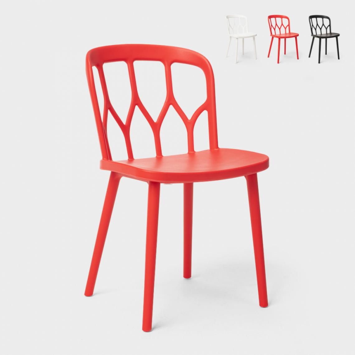 Ahd Amazing Home Design - Chaises en polypropylène au design moderne pour bar, cuisine et jardin Flow, Couleur: Rouge - Chaises