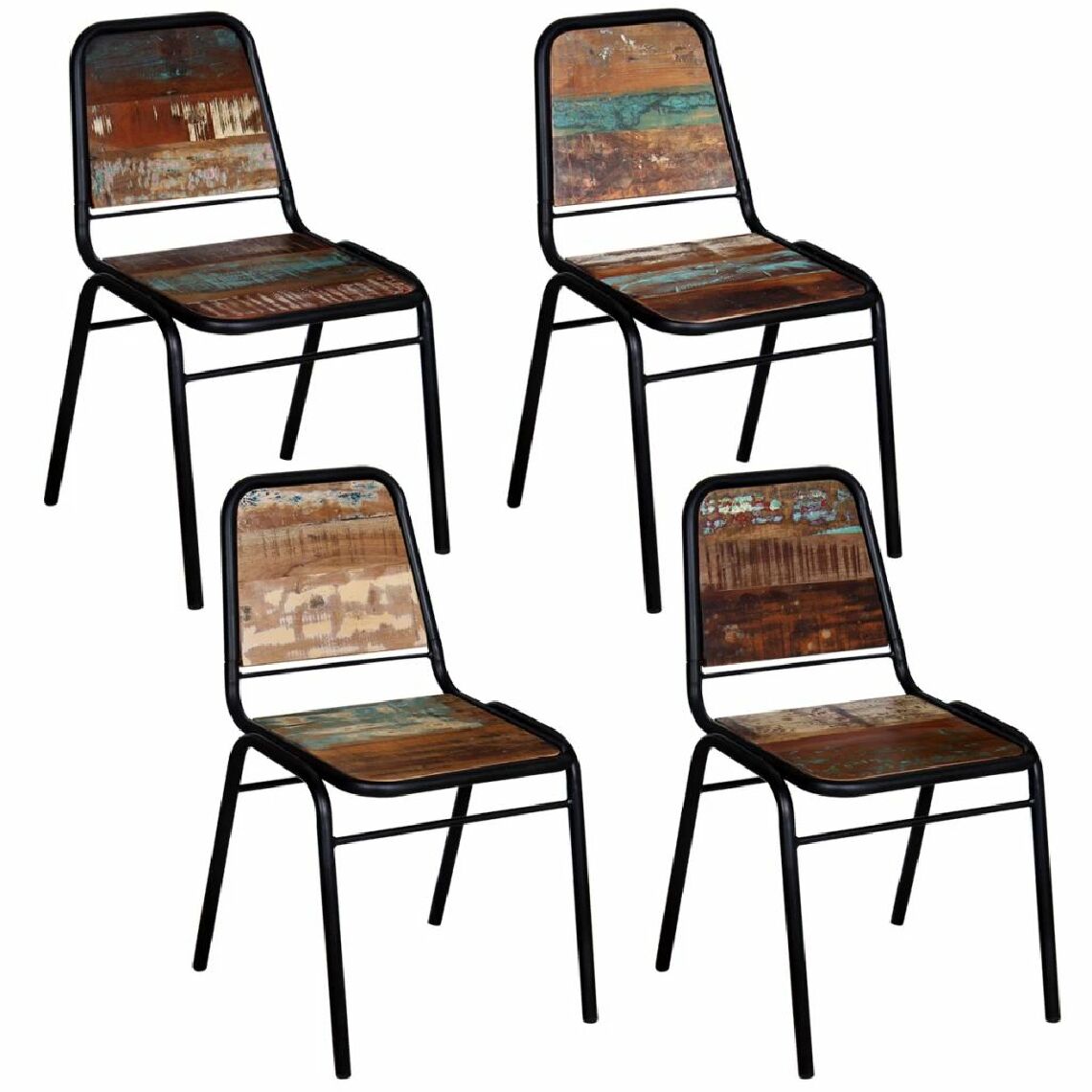Chunhelife - Chunhelife Chaises de salle à manger 4 pcs Bois de récupération solide - Chaises