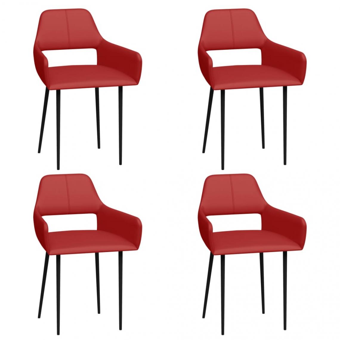Decoshop26 - Lot de 4 chaises de salle à manger cuisine design moderne similicuir rouge CDS021973 - Chaises