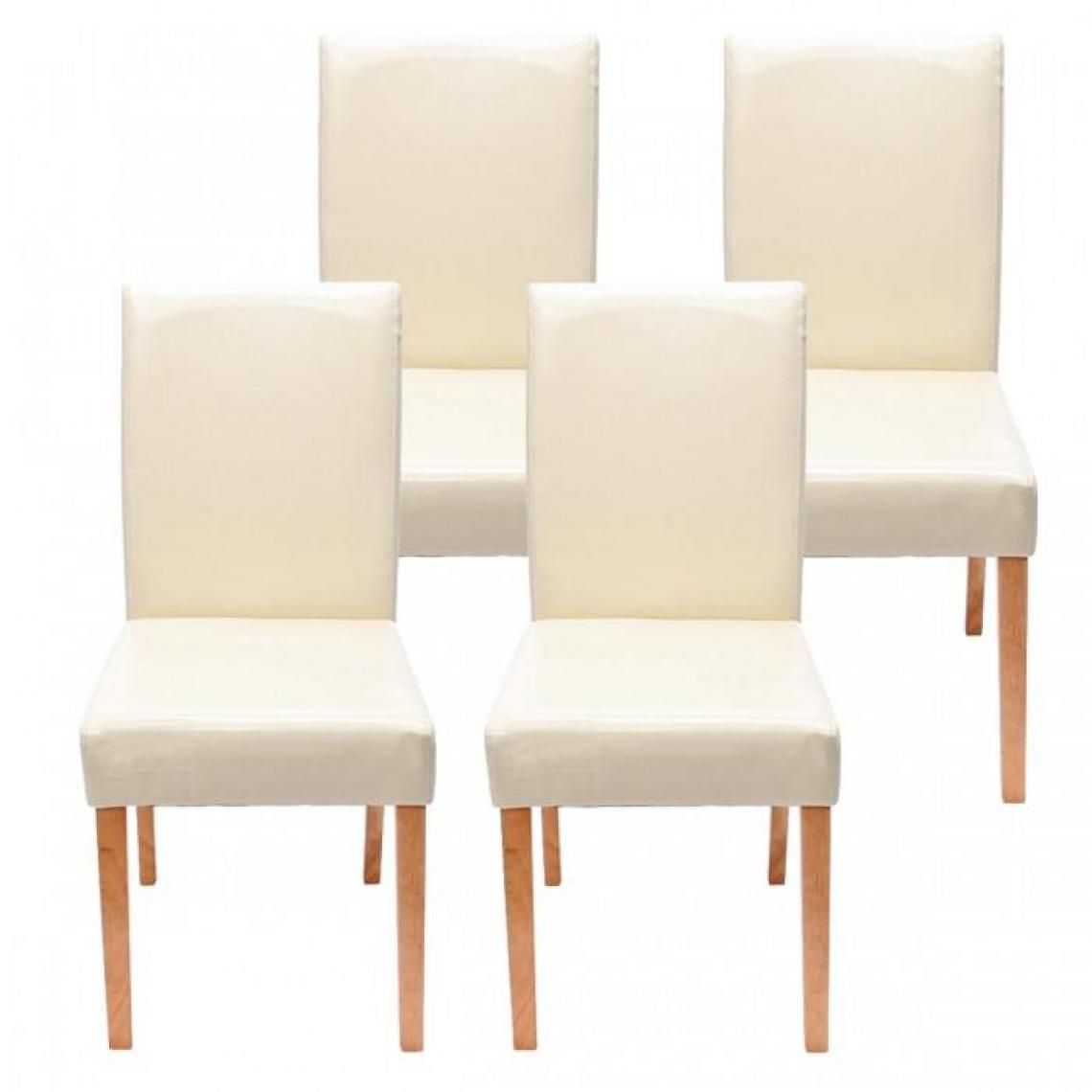 Decoshop26 - Lot de 4 chaises de salle à manger simili-cuir crème pieds clairs CDS04141 - Chaises