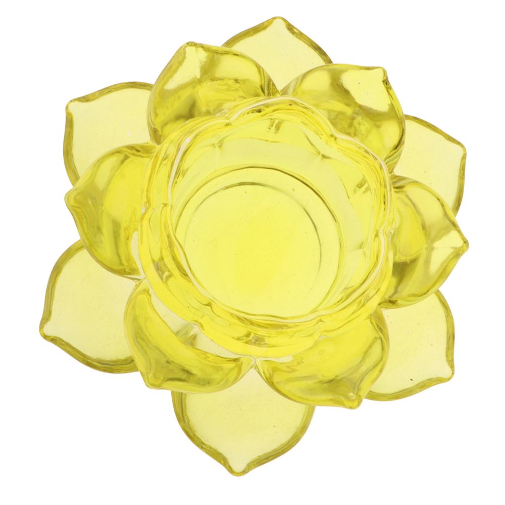 marque generique - Bouddhisme Culte Fleur De Lotus Cristal Bougeoirs Décoration Maison Jaune - Objets déco