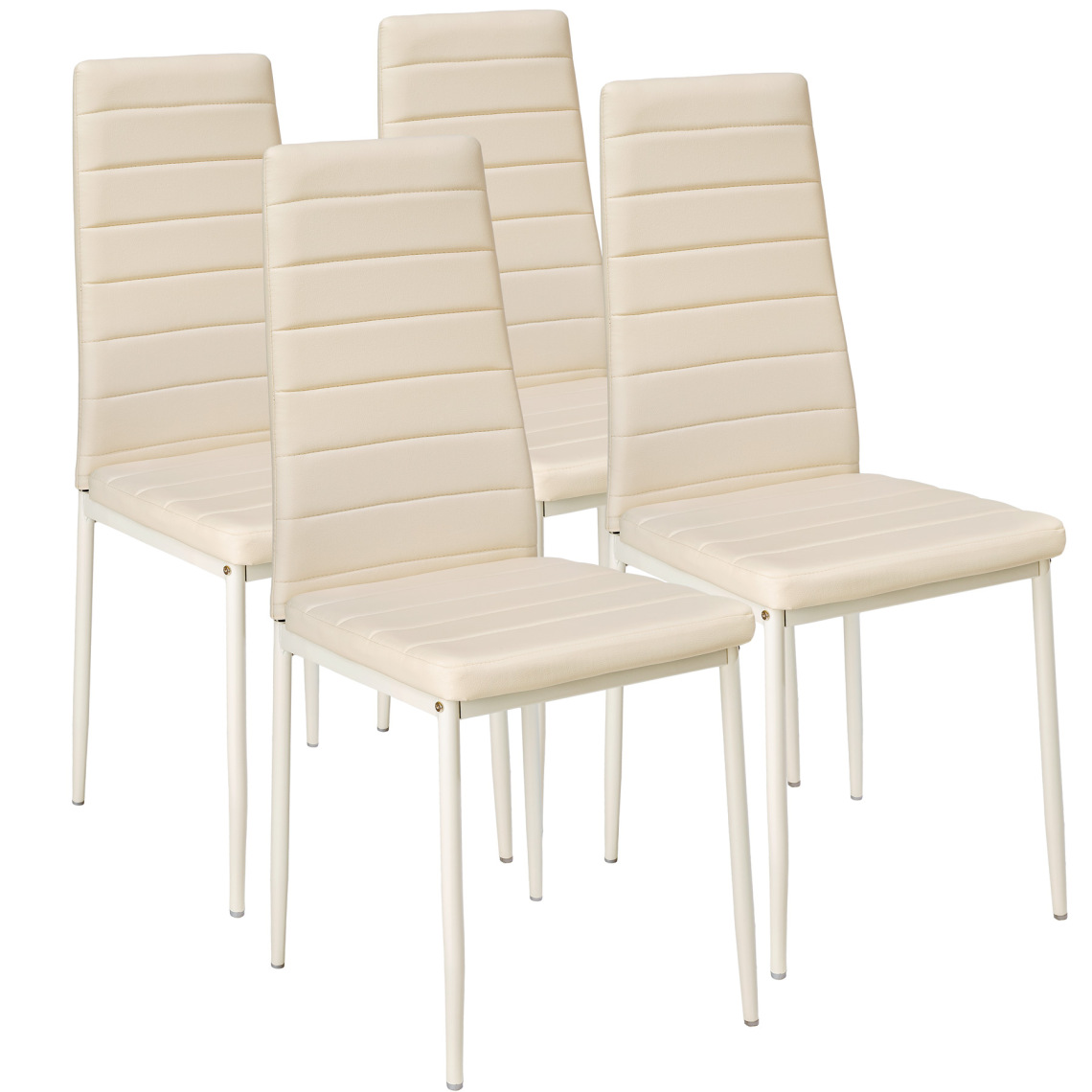 Tectake - Lot de 4 chaises avec surpiqûre - beige - Chaises