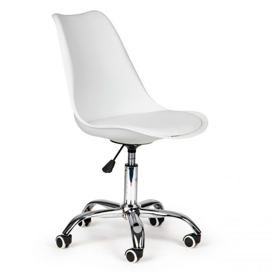 Hucoco - MSTORE - Chaise de style moderne pour les bureaux et les cabinets - 82-94 x 49 x 42 - Réglable - Chaise pivotante - Blanc - Chaises