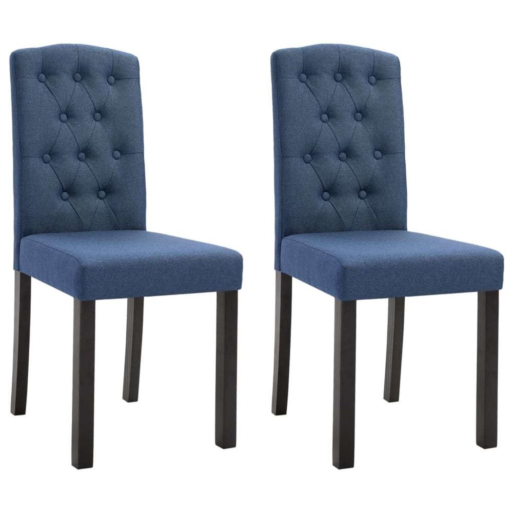 marque generique - Icaverne - Chaises de cuisine ensemble Chaises de salle à manger 2 pcs Bleu Tissu - Chaises