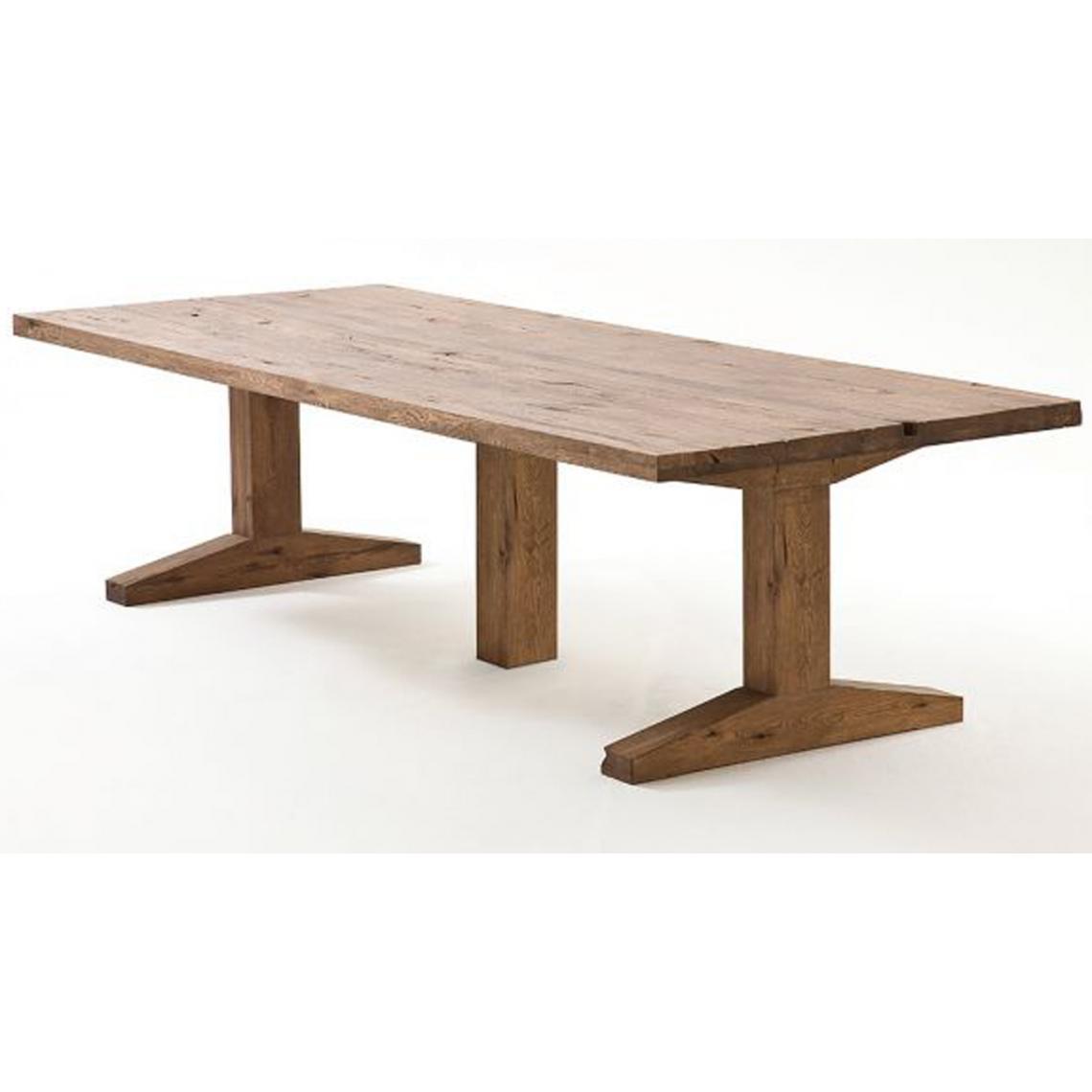 Pegane - Table à manger en chêne massif laqué mat Bassano - L.400 x H.76 x P.120 cm -PEGANE- - Tables à manger
