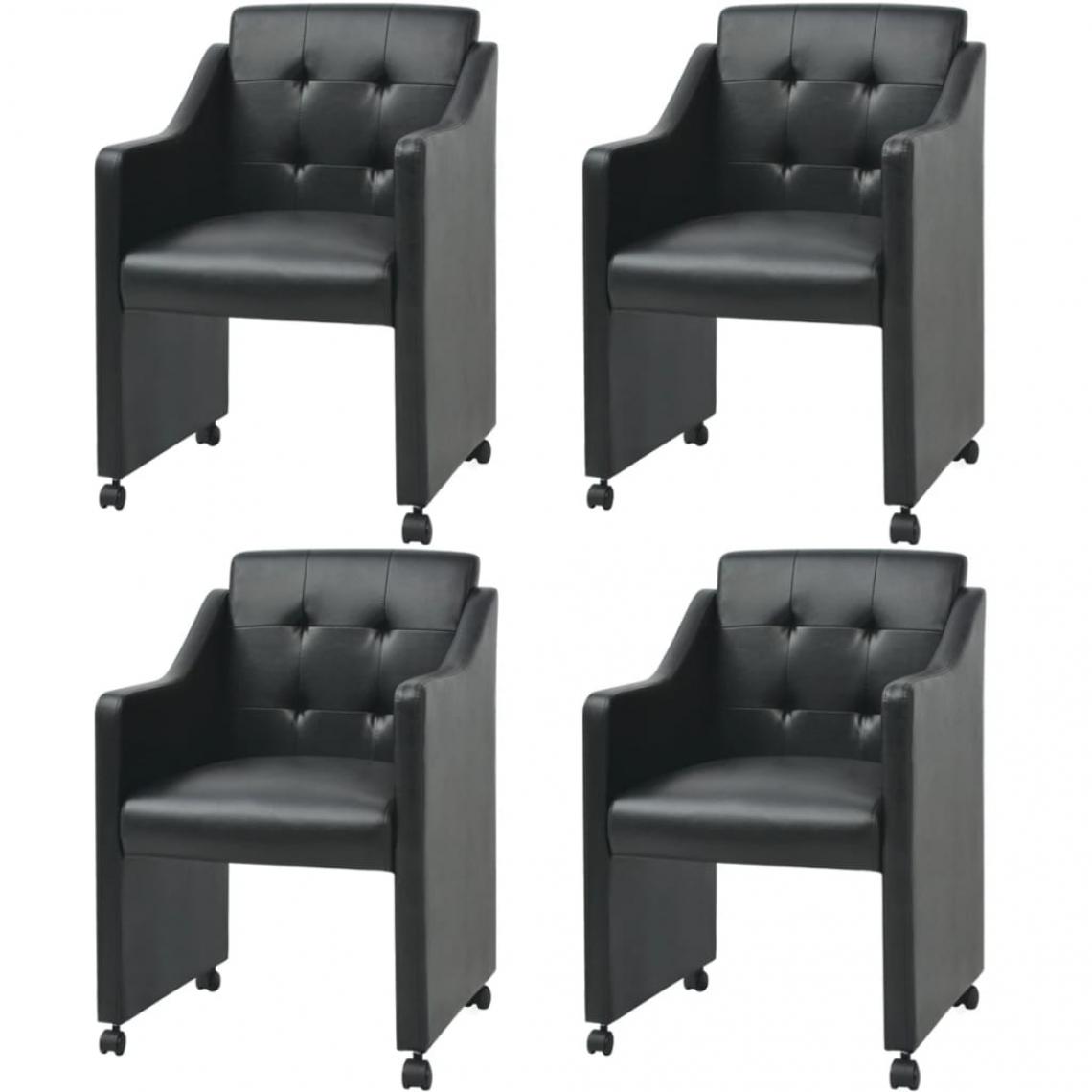 Decoshop26 - Lot de 4 chaises de salle à manger cuisine design classique similicuir noir CDS021813 - Chaises