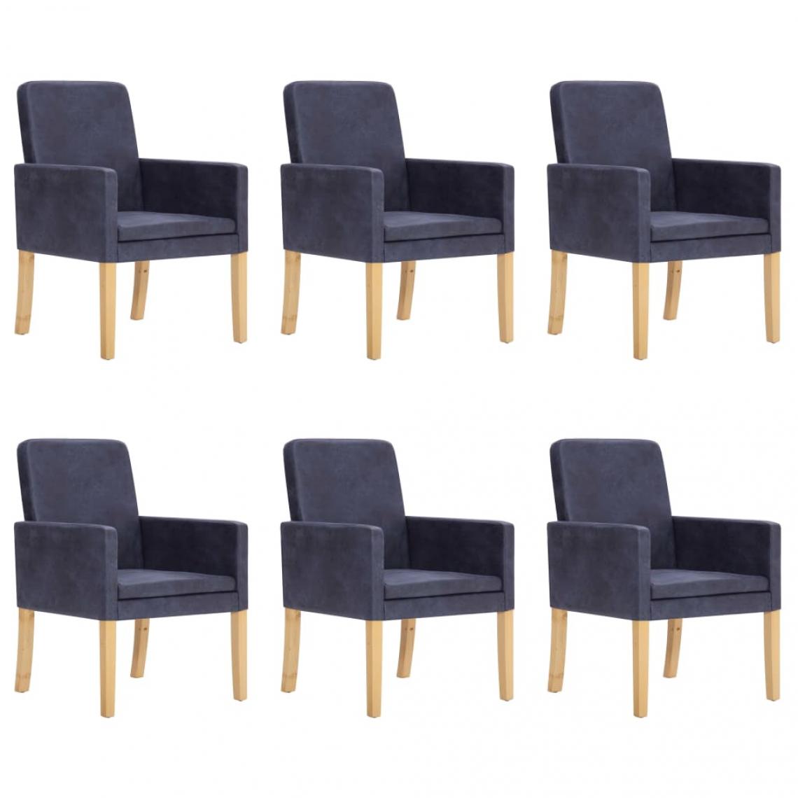 Decoshop26 - Lot de 6 chaises de salle à manger cuisine design moderne similicuir daim gris CDS022497 - Chaises